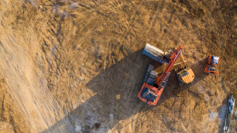 Vue aérienne d'un chantier